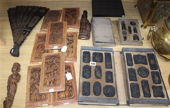 A collection of Chinese carvings and ink stones